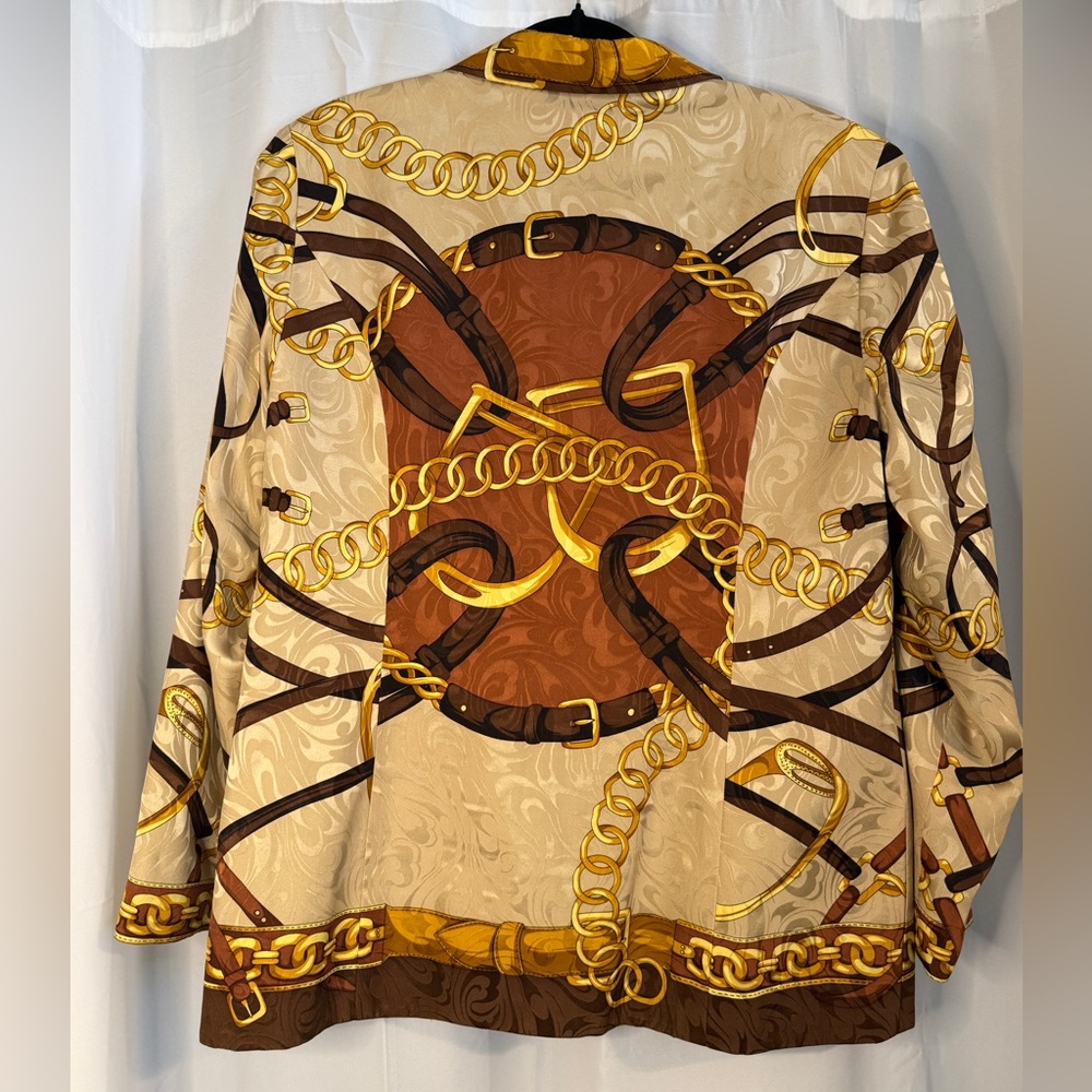 Vintage Coery B New York Silk Chain Print Jacket – Equestrian Style - Picture 9 of 12